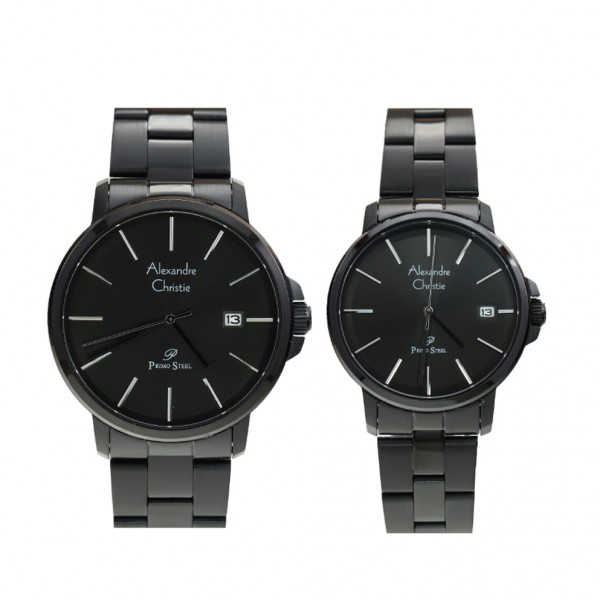 Alexandre Christie AC 1032 Full Black Steel Couple